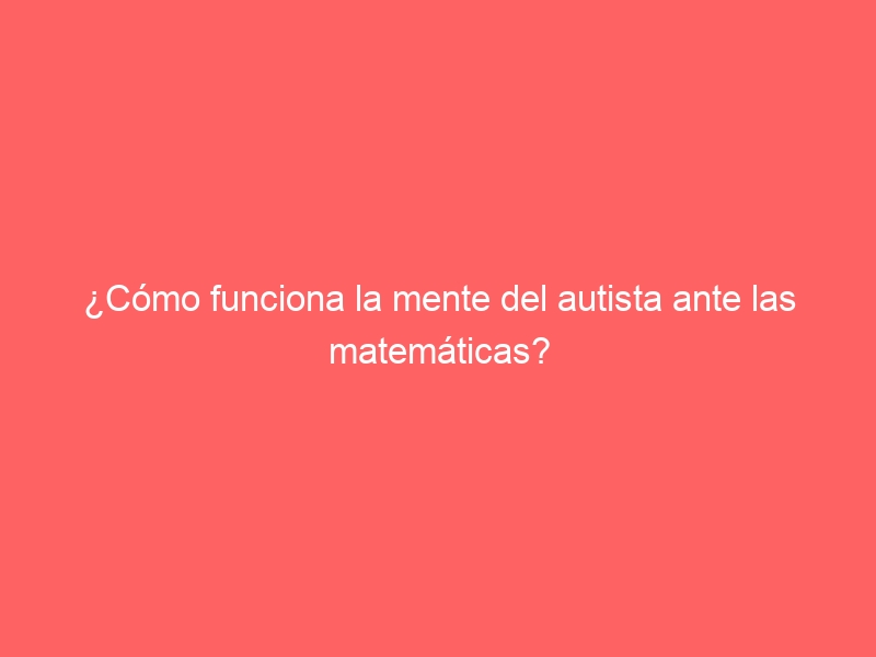 ¿Cómo funciona la mente del autista ante las matemáticas?