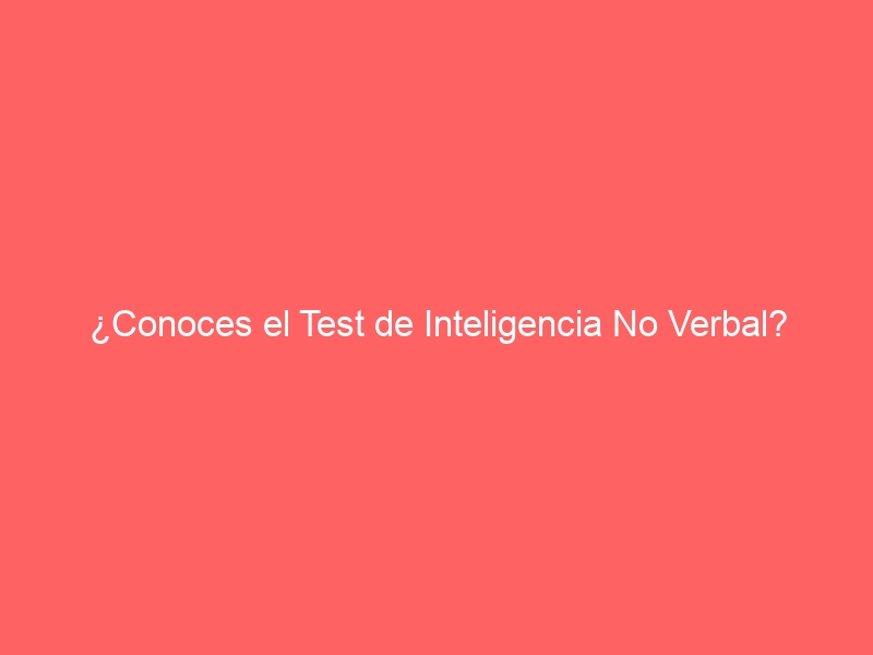 ¿Conoces el Test de Inteligencia No Verbal?