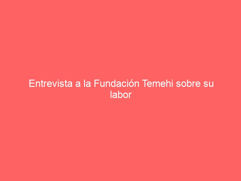 Entrevista a la Fundación Temehi sobre su labor