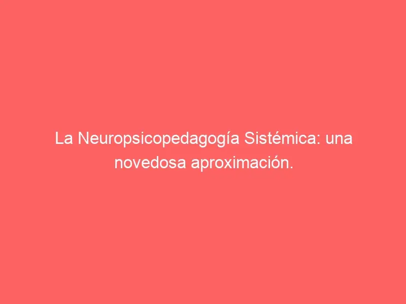 La Neuropsicopedagogía Sistémica: una novedosa aproximación.