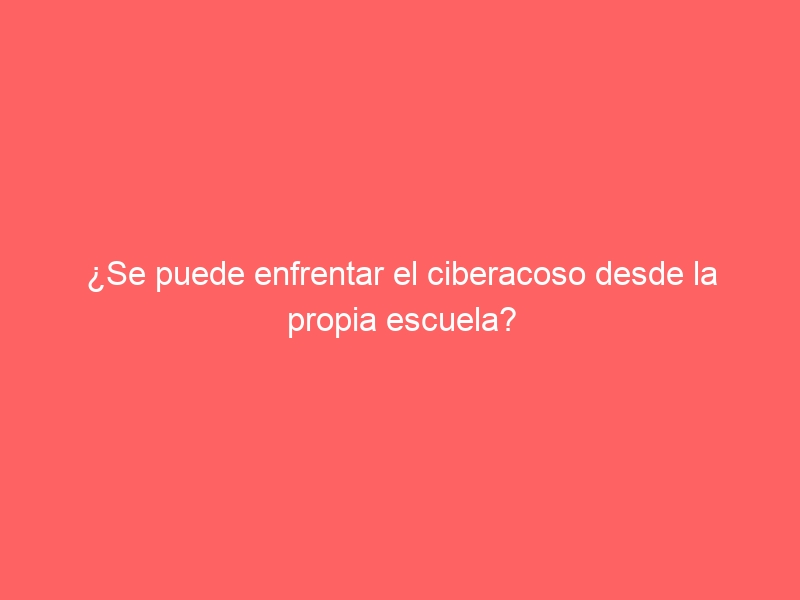 ¿Se puede enfrentar el ciberacoso desde la propia escuela?